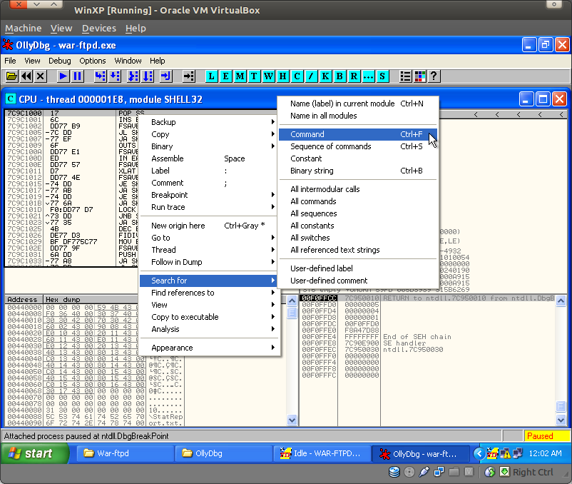Winxp Oracle Reverse Engineering WarFTP | Information Security Berserker